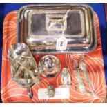 A tray lot of EP - entree dish, sauceboat, castor, bird figures etc Condition Report: Available upon