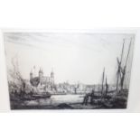 AILEEN MARY ELLIOTT NS RMSA The Cutty Sark, signed, etching, 30 x 26cm and Tower of London, 23 x