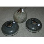 A pair of curling stones, the handles inscribed William Crawford (2) Condition Report: Available