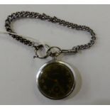 A Tsillu pocket watch on white metal chain Condition Report: Available upon request