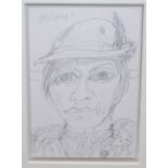 JOHN BELLANY Portrait head and shoulders, signed, pencil, 21 x 15cm Condition Report: Available upon