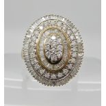 A 9ct gold diamond cluster ring of estimated approx 1.20cts, size N1/2, weight 4.3gms Condition