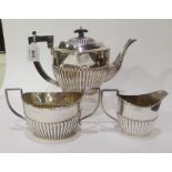 A three piece silver tea service by J. C. Limited, Birmingham hallmarks, overall weight 905gms