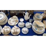 A Wedgwood 'Lichfield' pattern teaset comprising; six cups, saucers and plates, milk jug, sugar