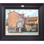 NICHOL WHEATLEY Old building, New house, signed, oil on board, 41 x 51cm Condition Report: Available