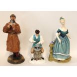 Three Royal Doulton figures including Sherlock Holmes, The silversmith of Williamsburg and