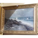 ROBERT RUSSELL MACNEE Rocky coastline, signed, oil on canvas, 50 x 75cm Condition Report: