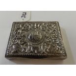 An 800 silver snuff box, of rectangular form, the hinged cover decorated with a Viking ship and