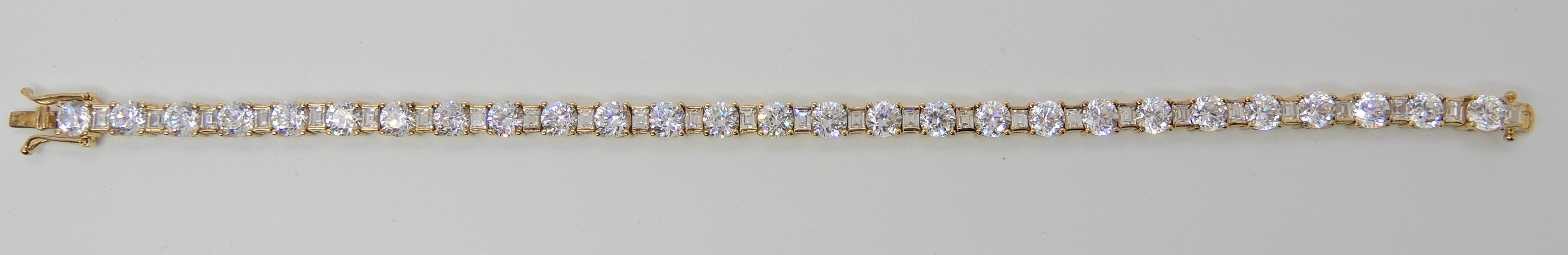 A 14k gold cubic zirconia line bracelet, by QVC, length 18.5cm, weight 13gms Condition Report: Light - Image 2 of 2