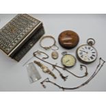 A Goliath pocket watch a Smith pocket watch, gold plated Albertinas and other items Condition