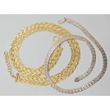 A silver gilt Italian made woven chain together with a silver example Condition Report: Available
