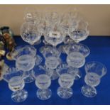 Two large Edinburgh Thistle shaped glasses, five smaller, (one chipped to rim) and eight Edinburgh