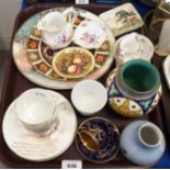 A Royal Crown Derby plate, 21cm diameter, Derby Posies items, an Aynsley dish, a Gouda Desire