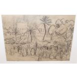 ALEXANDER GRAHAM MUNRO Market day Safi, charcoal sketch, 28 x 38cm and JAMES MACINTYRE Ardrossan