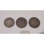 A lot comprising two Victorian silver coins, 1890 and a USA silver dollar, 1879 (3), 76gms Condition