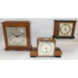 An Elliot mantel clock, retailed by Laing, Glasgow, 23cm high and two other Deco style Elliot