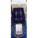 Assorted Edinburgh crystal including bowl, six champagne flutes and a Caithness vase Condition