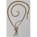 A 9ct gold crescent moon necklace, estimated approx diamond content 0.17cts, length 41cm, weight