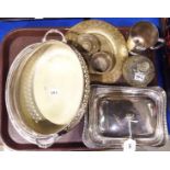 A tray lot of EP - scent bottle, tankard, cheese dish etc Condition Report: Available upon request