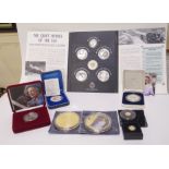A lot comprising assorted silver and cupro nickel British Commemorative coins, an American gold