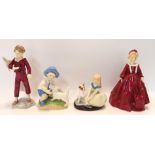 Three Royal Worcester figures The Parakeet, Grandmothers Dress (cracked) and September, together