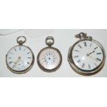 Three silver cased pocket watches and a collection of other pocket watches Condition Report: