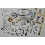 A 9ct gold coin mount together with a collection of costume jewellery and watches Condition