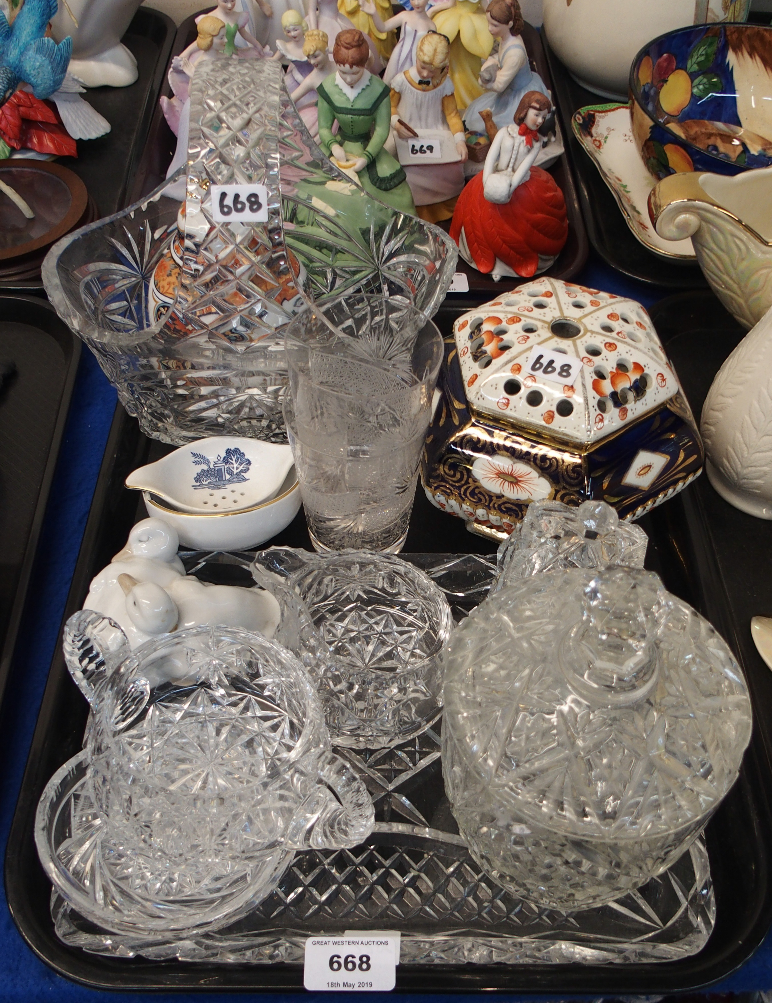 Assorted cut glass and crystal, Nao ducks etc Condition Report: Available upon request