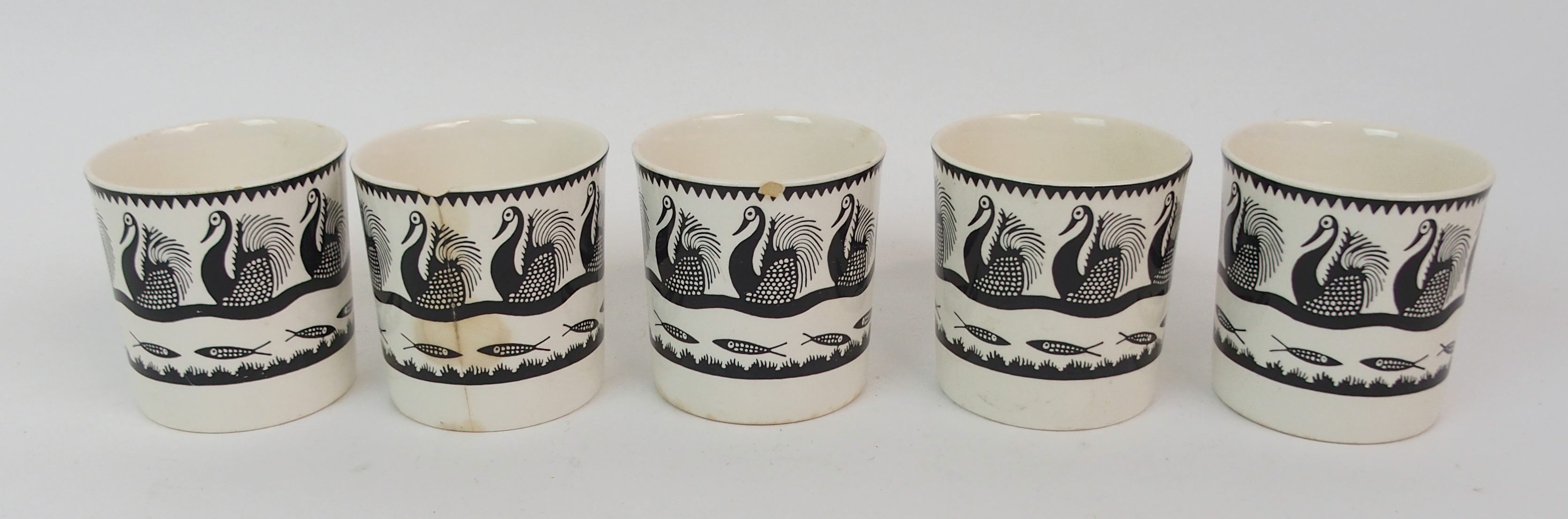 A SCOTTIE WILSON FOR ROYAL WORCESTER COFFEE SET decorated with swans on water with fish below, - Image 10 of 21