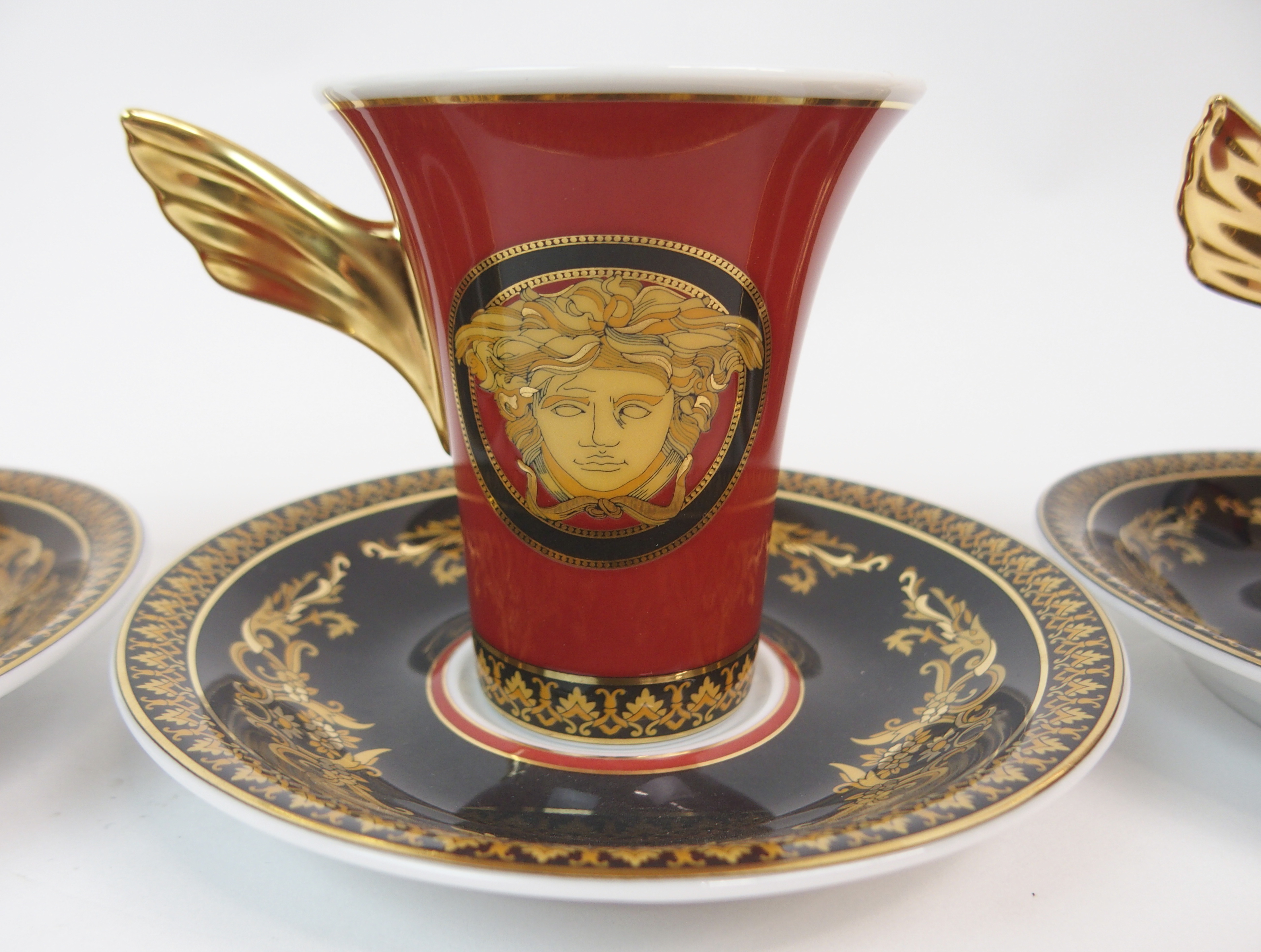 A ROSENTHAL VERSACE MEDUSA COFFEE SET comprising coffee pot, 24cm high, milk jug, sugar bowl and - Image 3 of 10