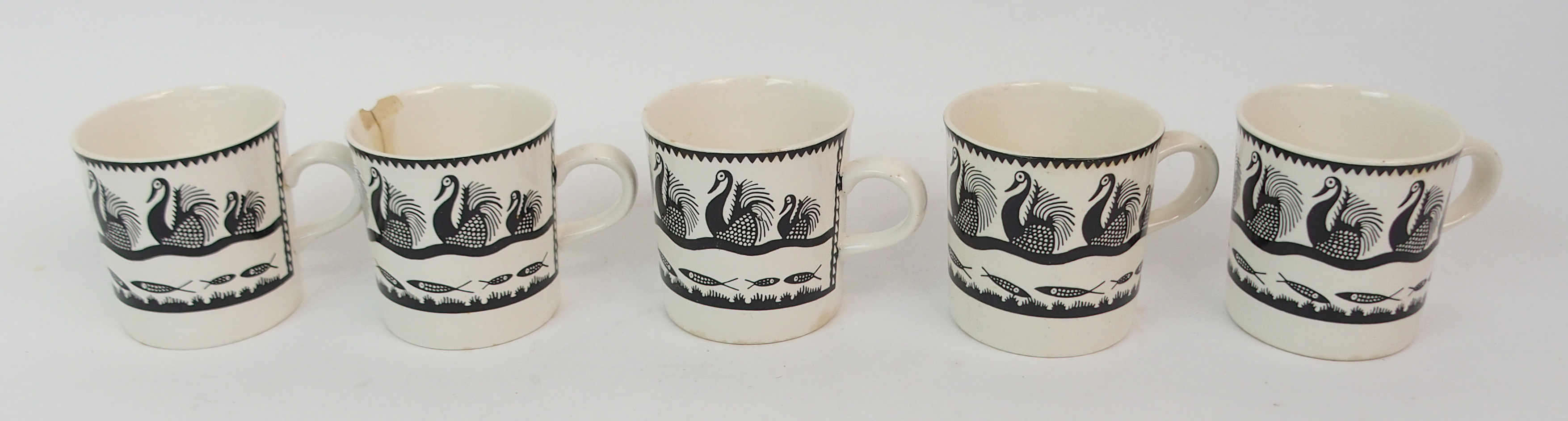 A SCOTTIE WILSON FOR ROYAL WORCESTER COFFEE SET decorated with swans on water with fish below, - Image 20 of 21