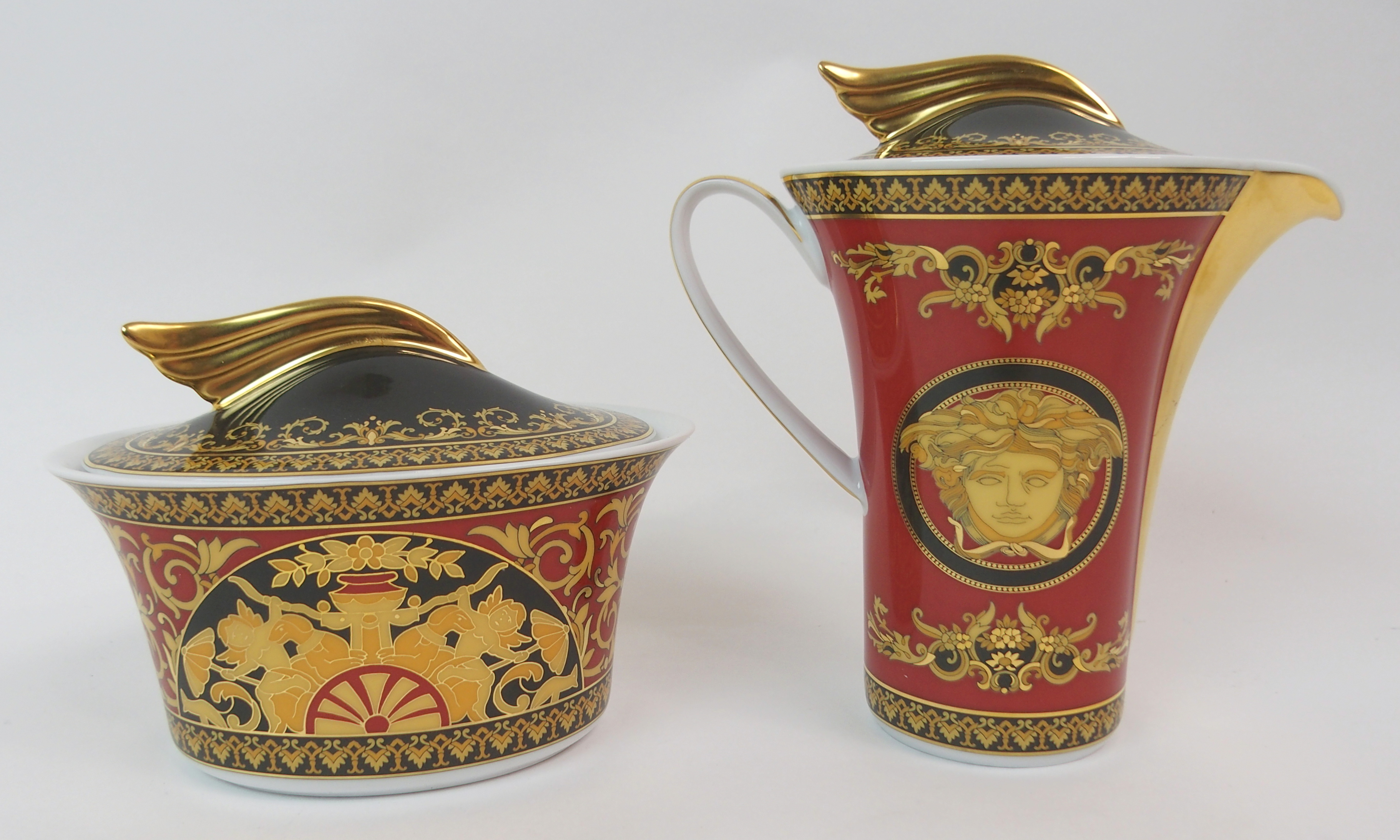 A ROSENTHAL VERSACE MEDUSA COFFEE SET comprising coffee pot, 24cm high, milk jug, sugar bowl and - Image 8 of 10