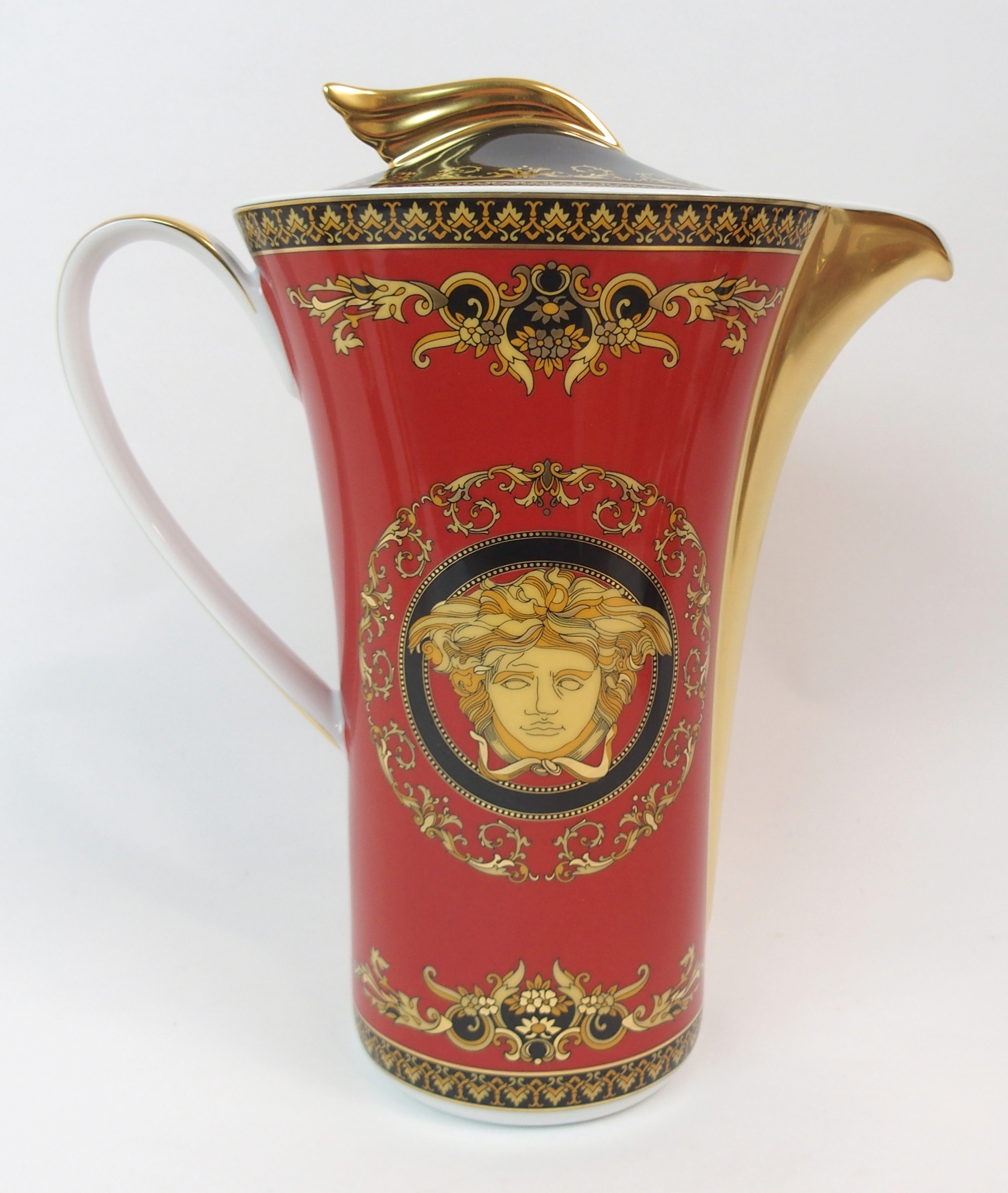 A ROSENTHAL VERSACE MEDUSA COFFEE SET comprising coffee pot, 24cm high, milk jug, sugar bowl and - Image 5 of 10