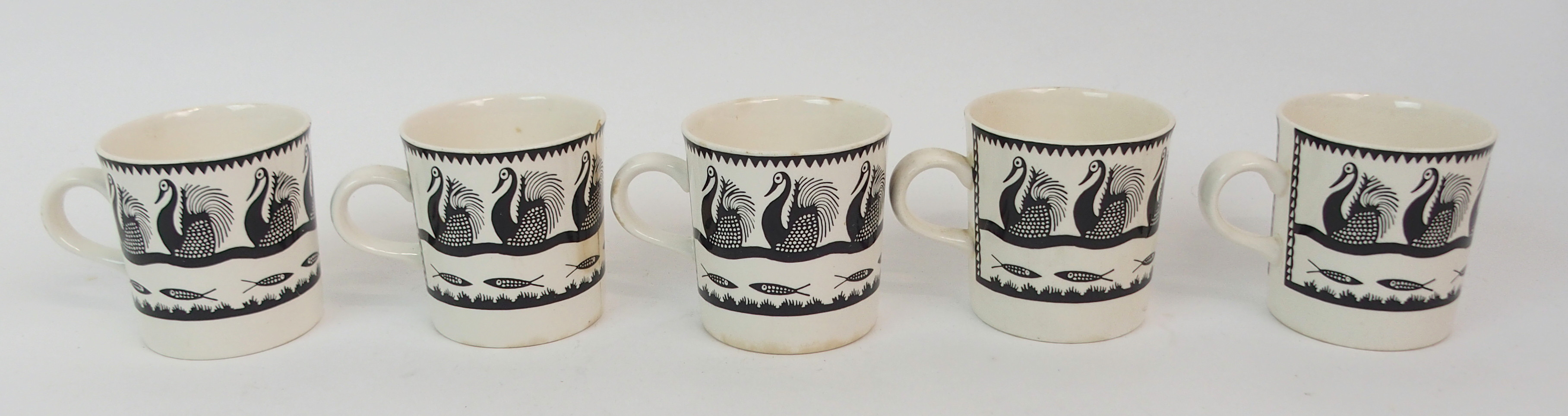 A SCOTTIE WILSON FOR ROYAL WORCESTER COFFEE SET decorated with swans on water with fish below, - Image 18 of 21