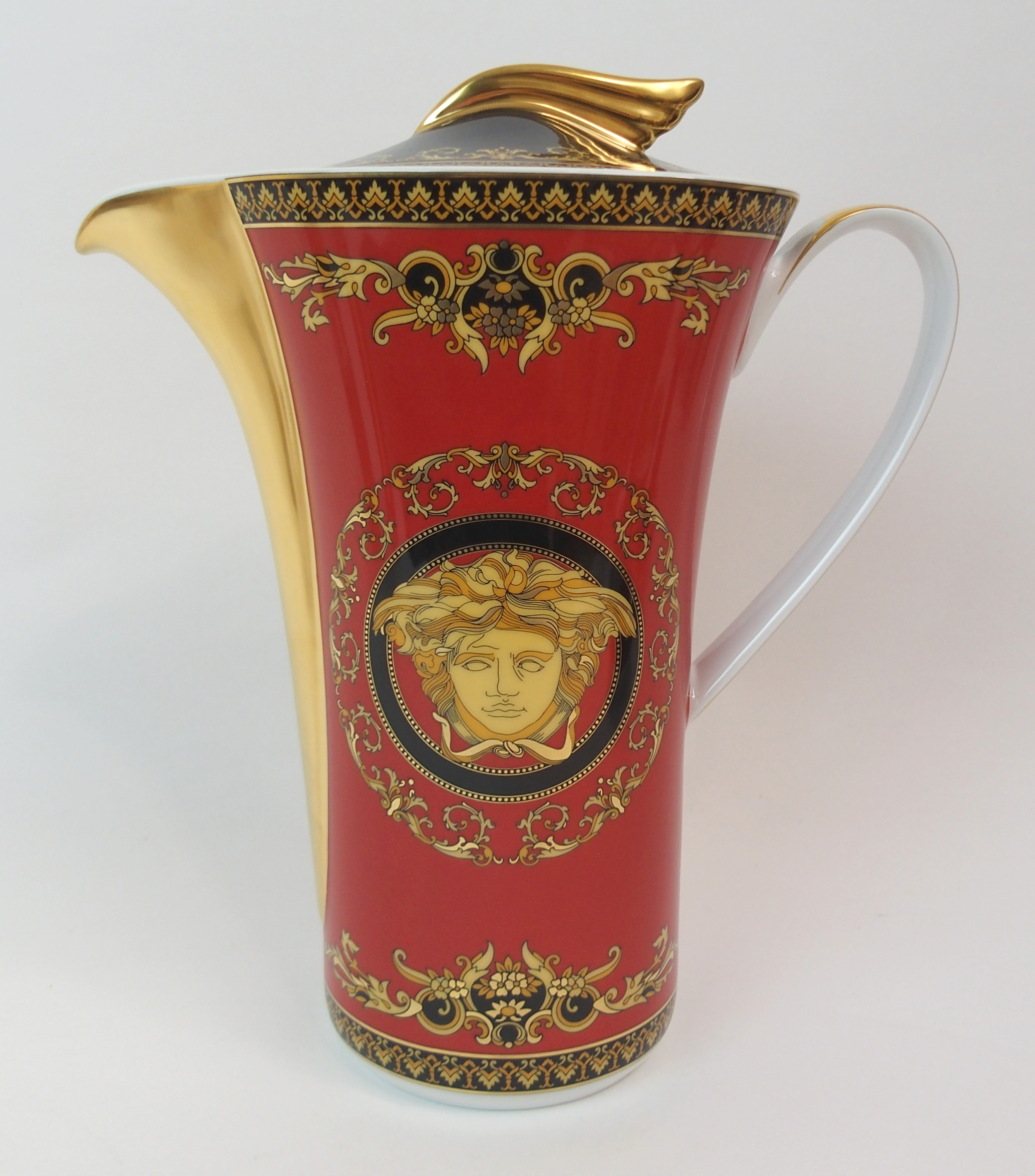 A ROSENTHAL VERSACE MEDUSA COFFEE SET comprising coffee pot, 24cm high, milk jug, sugar bowl and - Image 6 of 10