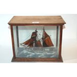A diorama model of a sailing ship in glass case, 25 x 30cm Condition Report: Available upon request