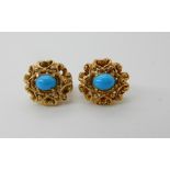 A pair of 18ct gold turquoise set earrings, weight 6.6gms Condition Report: Available upon request