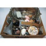 A box of miscellaneous including mirror, various coins, seal etc Condition Report: Available upon