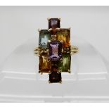 A 14ct gold retro mixed gemstone ring, size M1/2, weight 5.4gms Condition Report: Available upon