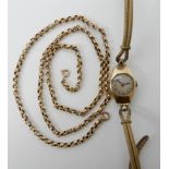 A 9ct gold vintage chain and a ladies 9ct gold cased watch, total weight 20.3gms Condition Report: