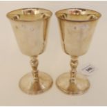 A pair of silver wine goblets by A Haviland-Nye, London 1968, 14.7cm high, 409gms Condition