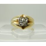 A 14k gold gents diamond set ring, diamond estimated approx 0.50cts, finger size W, weight 6.2gms