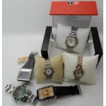 A Tissot Chrono Alarm PR100, together with five other fashion watches to include Boss Orange,