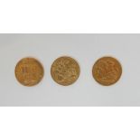 Three gold half sovereigns, 1891, 1896 and 1899 Condition Report: Available upon request