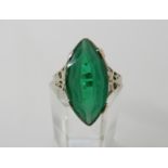 An American style white metal green gem ring, size N1/2, weight 3.1gms Condition Report: Available