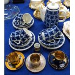 A Rorstrand, Sweden 'Mon Amie' coffee set, decorated with blue flowers, comprising; coffee pot,