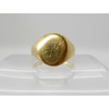 A bright yellow metal signet ring, size R, weight 8.2gms Condition Report: Available upon request