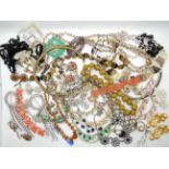 A collection of vintage costume jewellery to include, Trifari necklaces, a bracelet by Kramer and