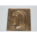 A bronzed plaque, Reichs-Theater Festwoche-Dresden, 1934 by Glaser & Sons, 7cm x 7cm, early 20th