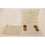 A WWI war medal and mercantile medal to John Galloway with some relevant ephemera Condition